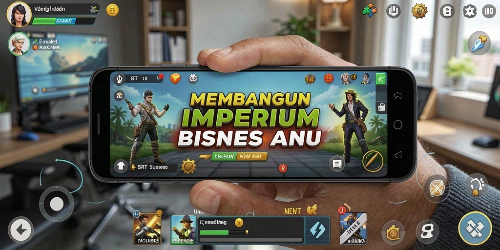 Screenshot gameplay 5RT yang menunjukkan strategi manajemen bisnis yang menarik.