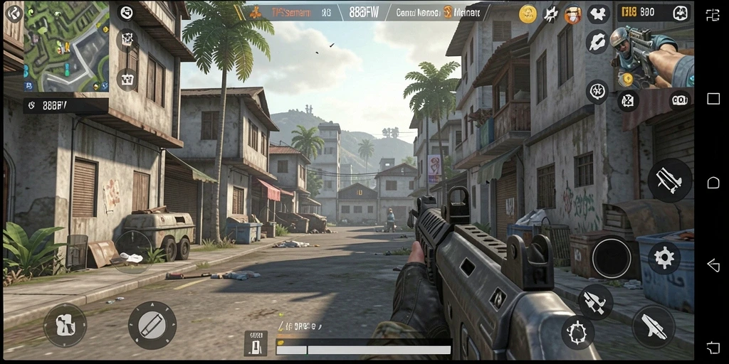 Screenshot 888FW menampilkan aksi pertempuran seru dalam game TPS.