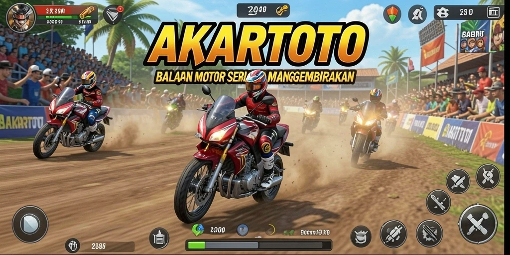 Tampilan ekstrem balapan motor dalam AKARTOTO yang mendebarkan.