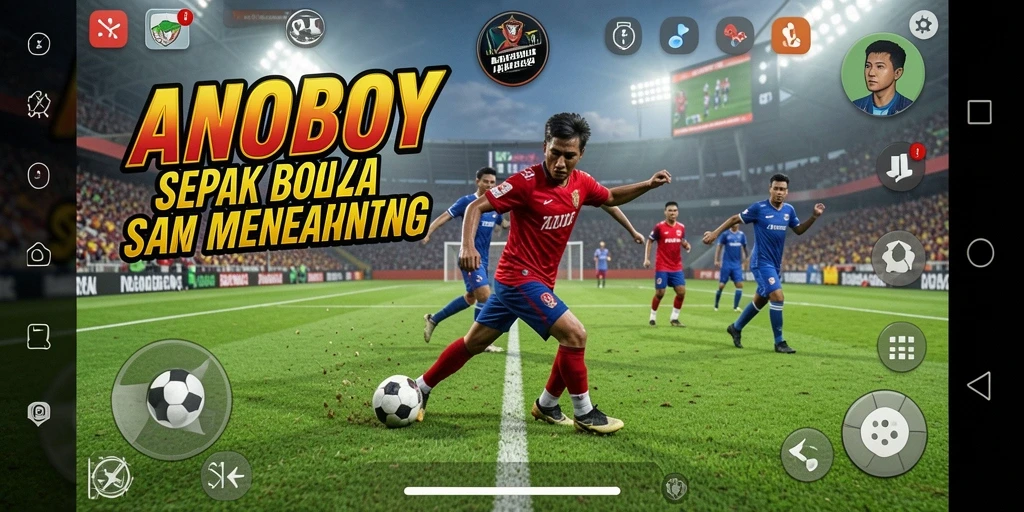 Tampilan gameplay ANOBOY yang mendebarkan saat mencetak gol.