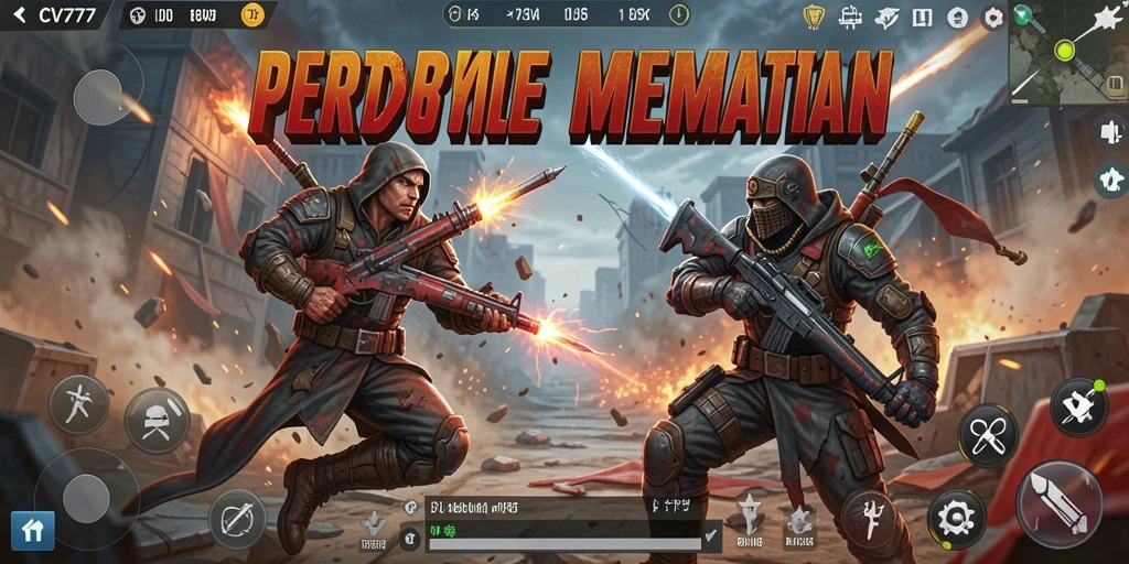 Screenshot gameplay CV777 menampilkan aksi pertarungan Battle Royale yang mendebarkan.