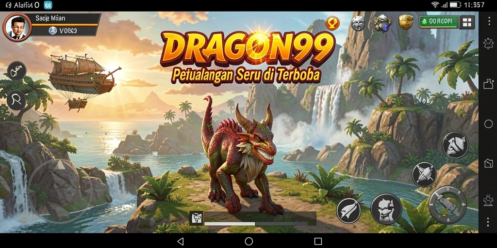 Screenshot gameplay <strong>DRAGON99</strong> yang menampilkan dunia terbuka yang indah.