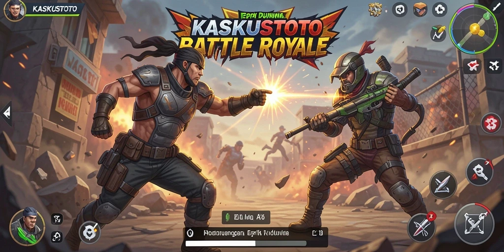 Screenshot KASKUSTOTO menampilkan aksi seru dalam gameplay Battle Royale.
