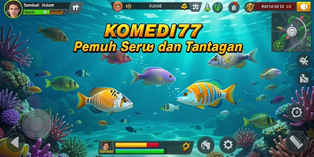 Screenshot utama KOMEDI77 menampilkan gameplay seru Tembak Ikan.
