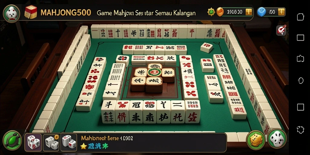 Tangkapan layar menampilkan gameplay seru dari MAHJONG500.