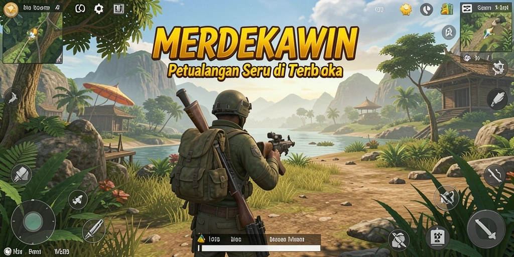 Tangkapan layar gameplay dari MERDEKAWIN menunjukkan petualangan mendebarkan di dunia terbuka.