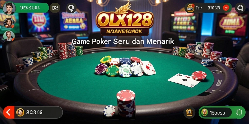 Screenshot OLX128 menampilkan aksi seru dalam permainan Poker.