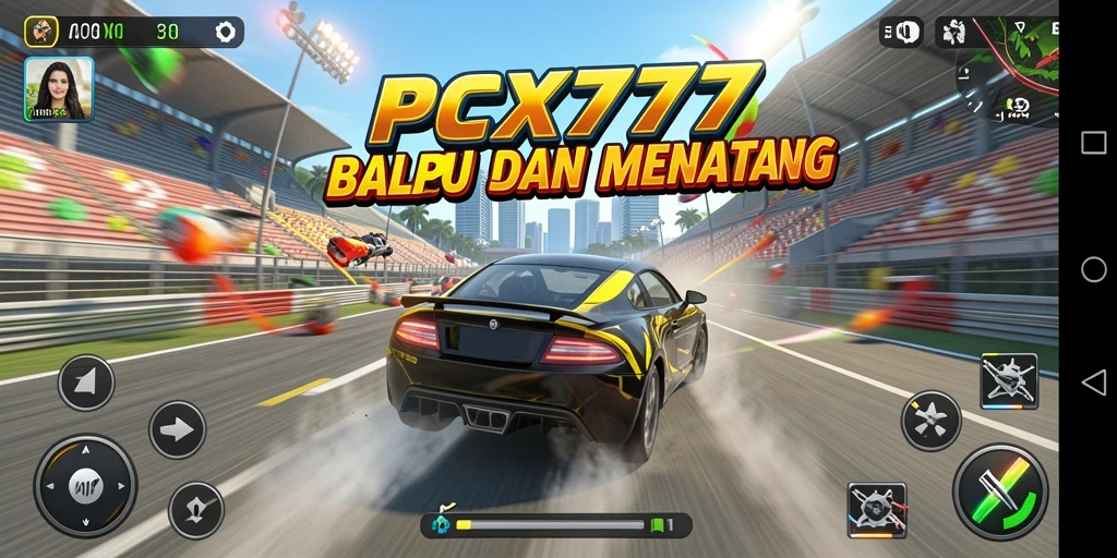 Tampilan gameplay balapan seru di PCX777 yang menampilkan aksi mendebarkan.