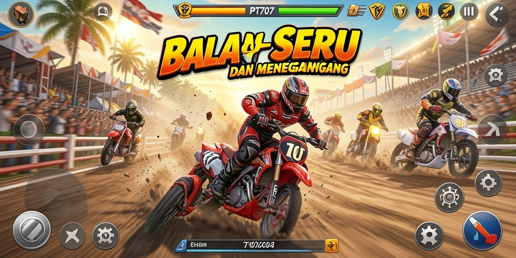 Screenshot gameplay PT707 menampilkan mobil balap dengan kecepatan tinggi.