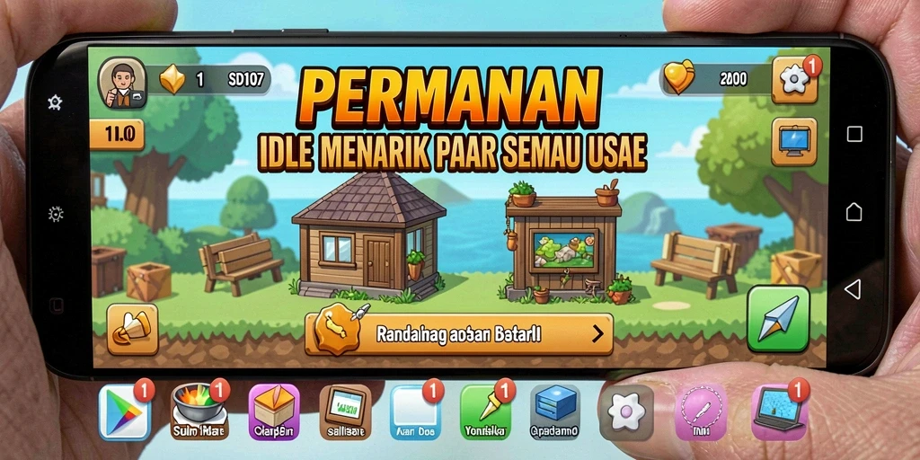 Screenshot utama SD107 menunjukkan karakter bekerja dalam mode Idle.