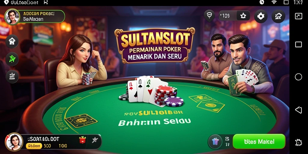 Tampilan dinamis dari gameplay poker di SULTANSLOT.